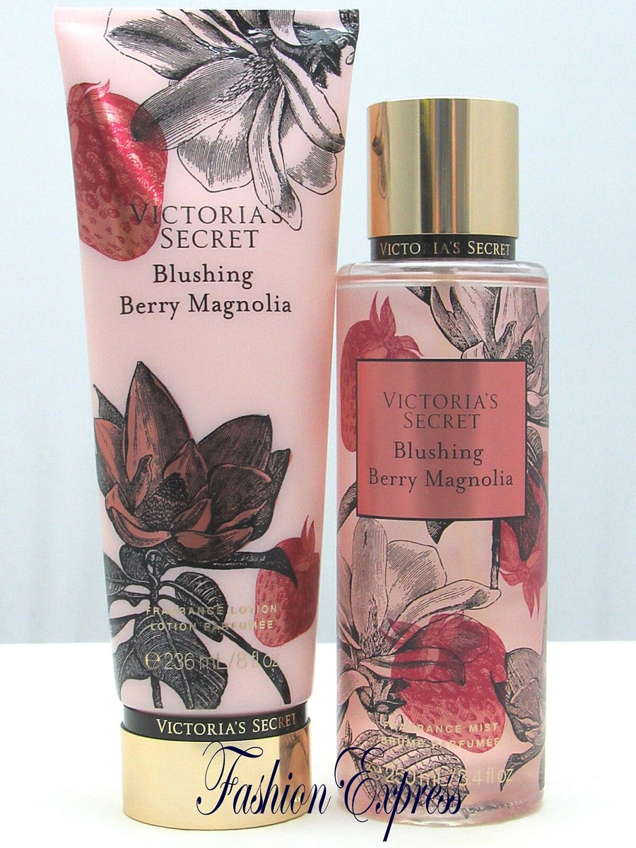 VICTORIA'S SECRET BLUSHING BERRY MAGNOLIA BODY MIST SPRAY BODY LOTION SET
