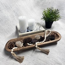 Handcrafted Rustic Wooden Serving Bowl, dough bowl, home decor long wooden tray