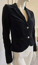 Old Navy Black Velvet Fitted Blazer Jacket Jewelled Buttons Sz S