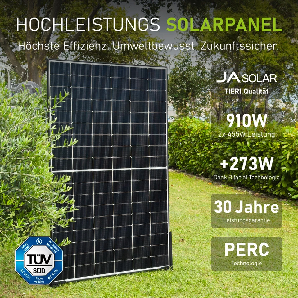 Balkonkraftwerk 1183 Watt Bifacial 910 800 Watt komplettset Solaranlage Bifazial - Bild 4 von 4