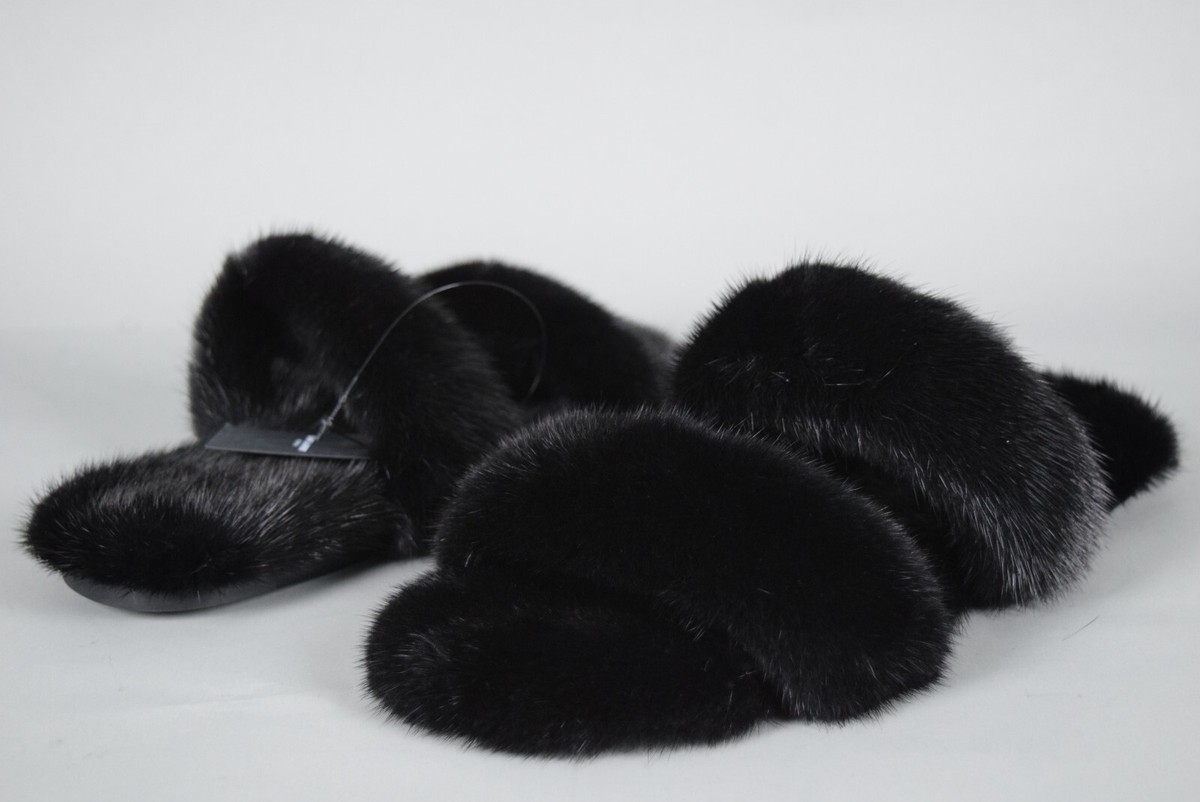 NIB $1250 YSL Saint Laurent Paris Bleach Mink Fur Flat
