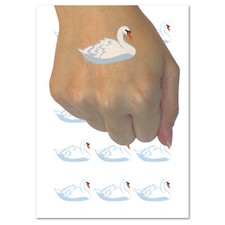 Swan Swimming Solid Temporary Tattoo Water Resistant Fake Body Art Set
