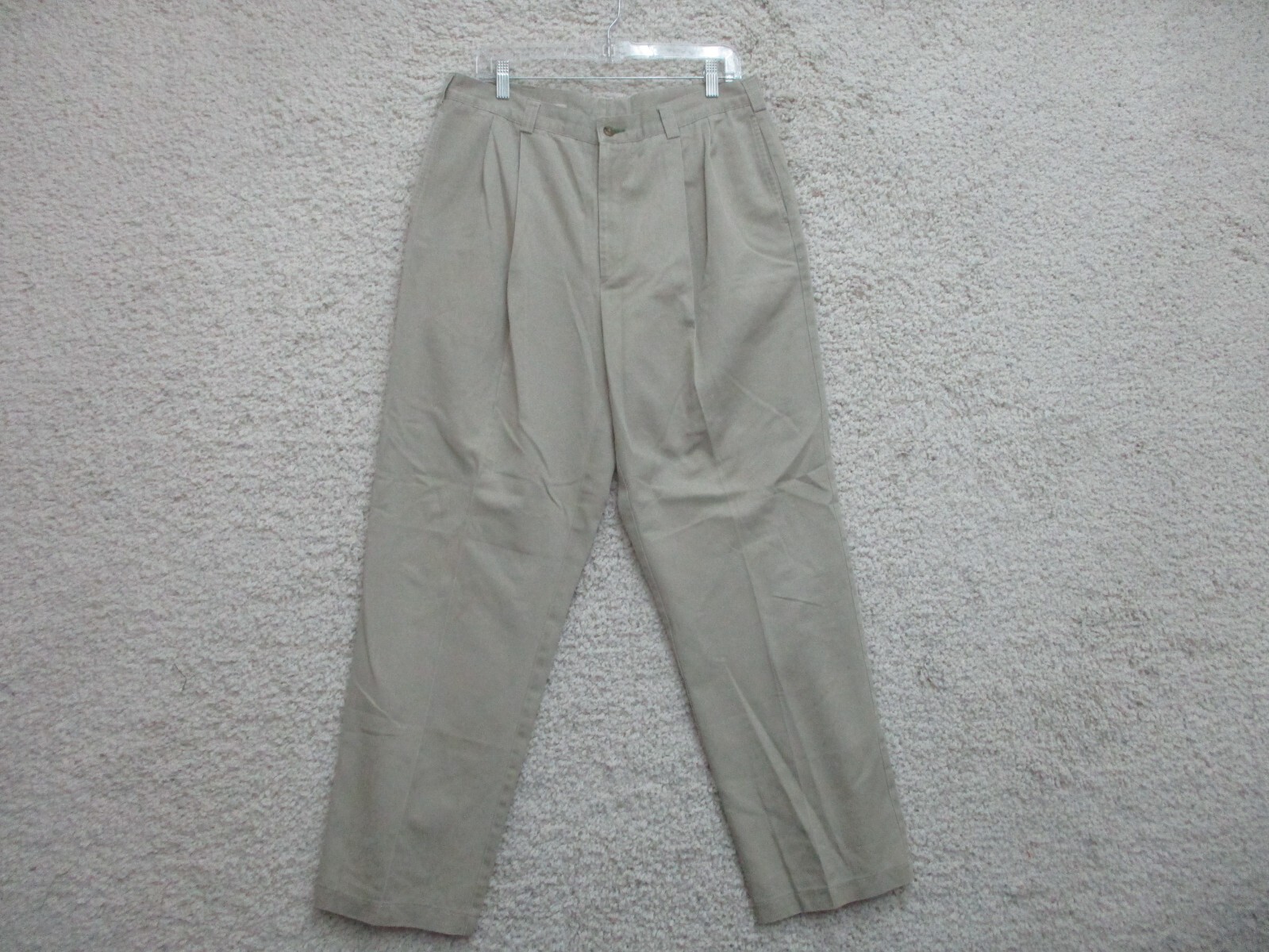 Tommy Hilfiger Pants 36x32 Mens Beige Chino Pleated Straight Leg Casual Classic