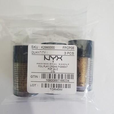 3 NYX Professional Makeup FOIL PLAY Cream Pigment Eye Shadow New Gold Metallic 
