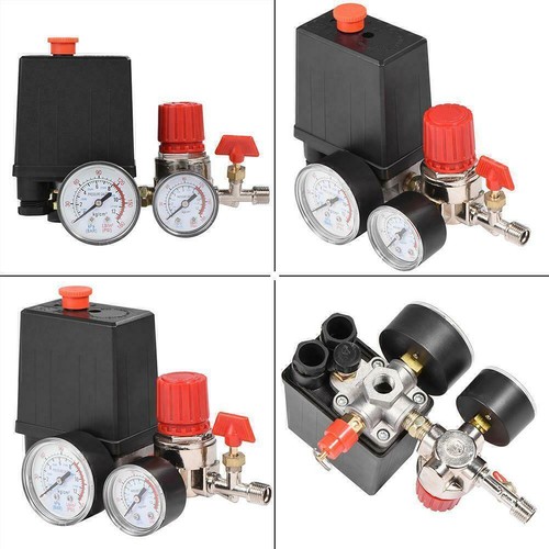 Air Compressor Pressure Switch Control Valve Manifold Regulator w/Gauges Relief - Picture 9 of 12