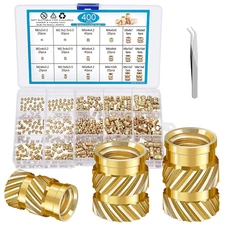 400Pcs Threaded Inserts Heat Set Insert M2 M2.5 M3 M4 M5 M6 Metric Knurled Nuts