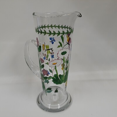 Tole Hand Painted Large Water Pitcher Williamsburg Botanical Displayed Only