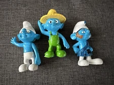 Vintage Smurf Figure Lot of 3 See All Pictures Read Description Please