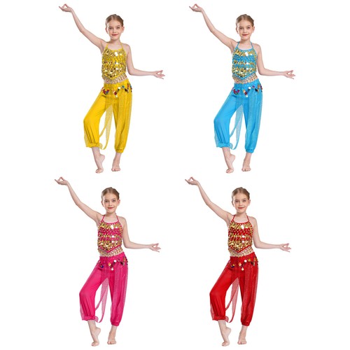 Kids Girls Belly Outfit Christmas Shirt And Trousers Halter Crop Top With Pants - Bild 6 von 59