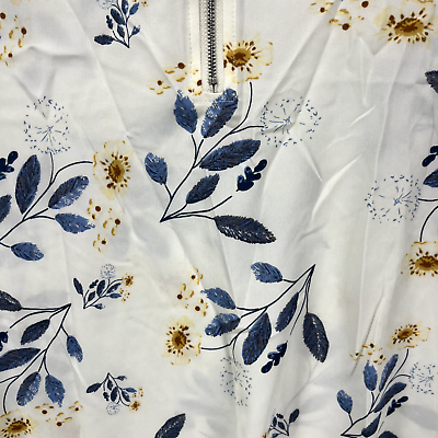 BLOOMCHIC Top plus 1X 14 16 Beige Blue Floral petal sleeve BLOOMCHIC Top plus 1X 14 16 Beige Blue Floral petal sleeve