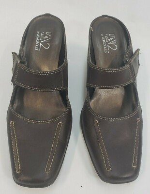 A2 by Aerosoles Two Beauty Size 6 Brown Leather Mary Jane Square Toe Mule Heels