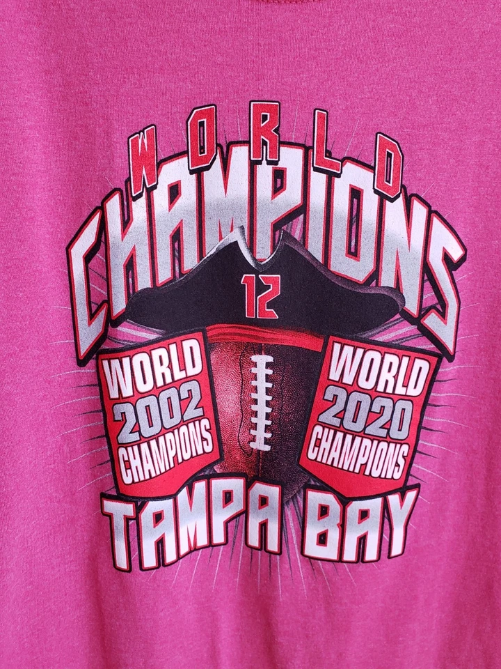 Camiseta para hombre Tampa Bay Buccaneers rosa Super Bowl anillo talla pequeña Foto 3 de 4
