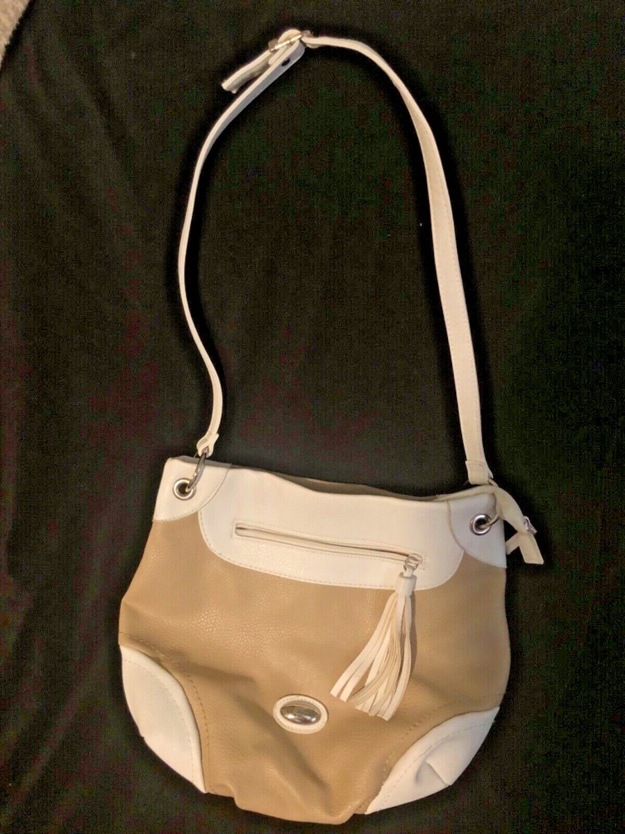 New Alfred Dunner Handbag White Tan with Lots of Compartments