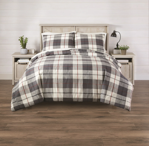 Homestead Plaid 3-Piece Comforter Set,Green, Full/Queen