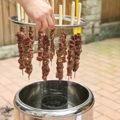 Portable DOUBLE LAYER BBQ Hanging Furnace Portable Charcoal Grill - 32 strings