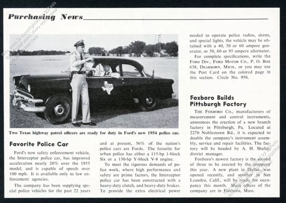 1954 Texas Highway Patrol Ford Interceptor Police Car photo