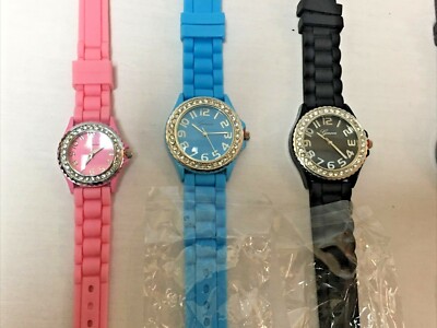 Geneva Rubber Strap Bling Fashion Watches Set of 6 EUC! | eBay display picture 1