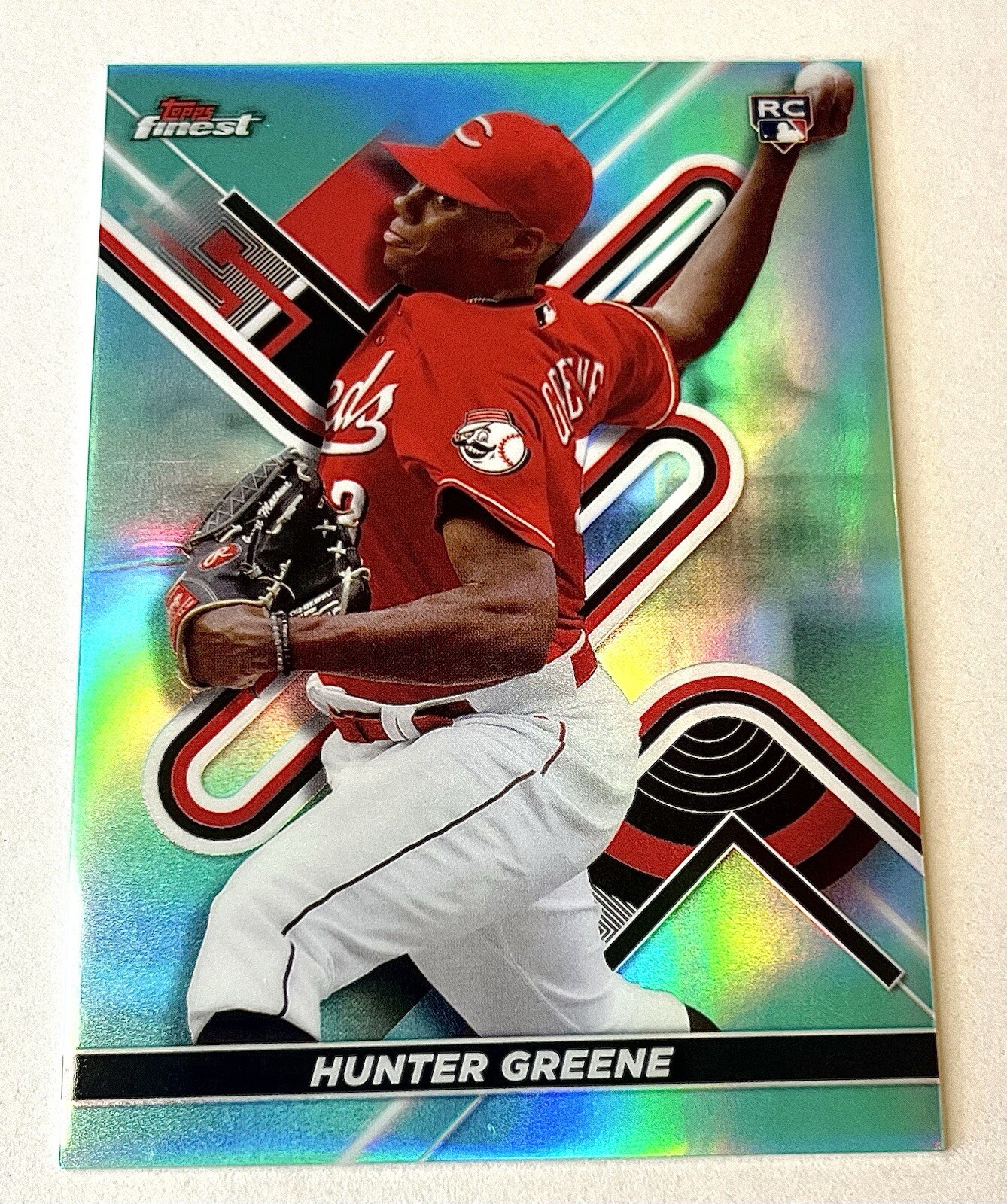 Hunter Greene 2022 Topps Finest #69 Aqua Refractor 157/199 Rookie RC Reds