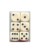 NEW Dice Set of 6 D6 (16mm) - Opaque Ivory