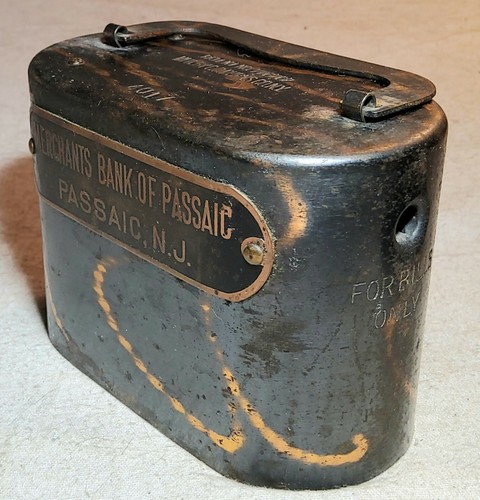 ANTIQUE MERCHANTS BANK OF PASSAIC PASSAIC, NEW JERSEY COIN BANK w/COPPER STREAKS - Picture 5 of 11