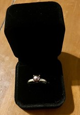 Black Cultured Pearl Sterling Silver Ring / Size 7