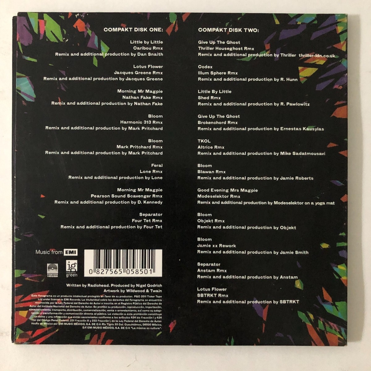 RADIOHEAD -TKOL RMX 1234567- 2011 MEXICAN DOUBLE CD ALBUM, DIGIPAK