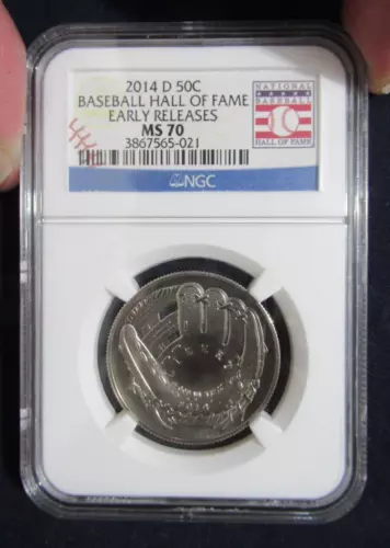 2014-D National Baseball Hall of Fame Half Dollar NGC MS-70, Early Release