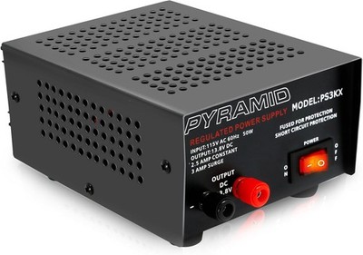 Pyramid Universal Compact Bench Power Supply - 2.5 Amp Linear Regulated Black 