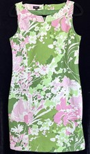 Talbots Women’s Green Pink White Sheath Dress Size 10P Lined Sleeveless