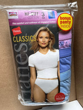 Hanes Women Classics Tagless Hi-Cut Cotton Panties Underwear 4 Pair Size 8 NEW