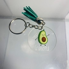 RARE Kawaii Avocado Truly Grateful Keychain Charm For Keys Bags Backpacks Clear