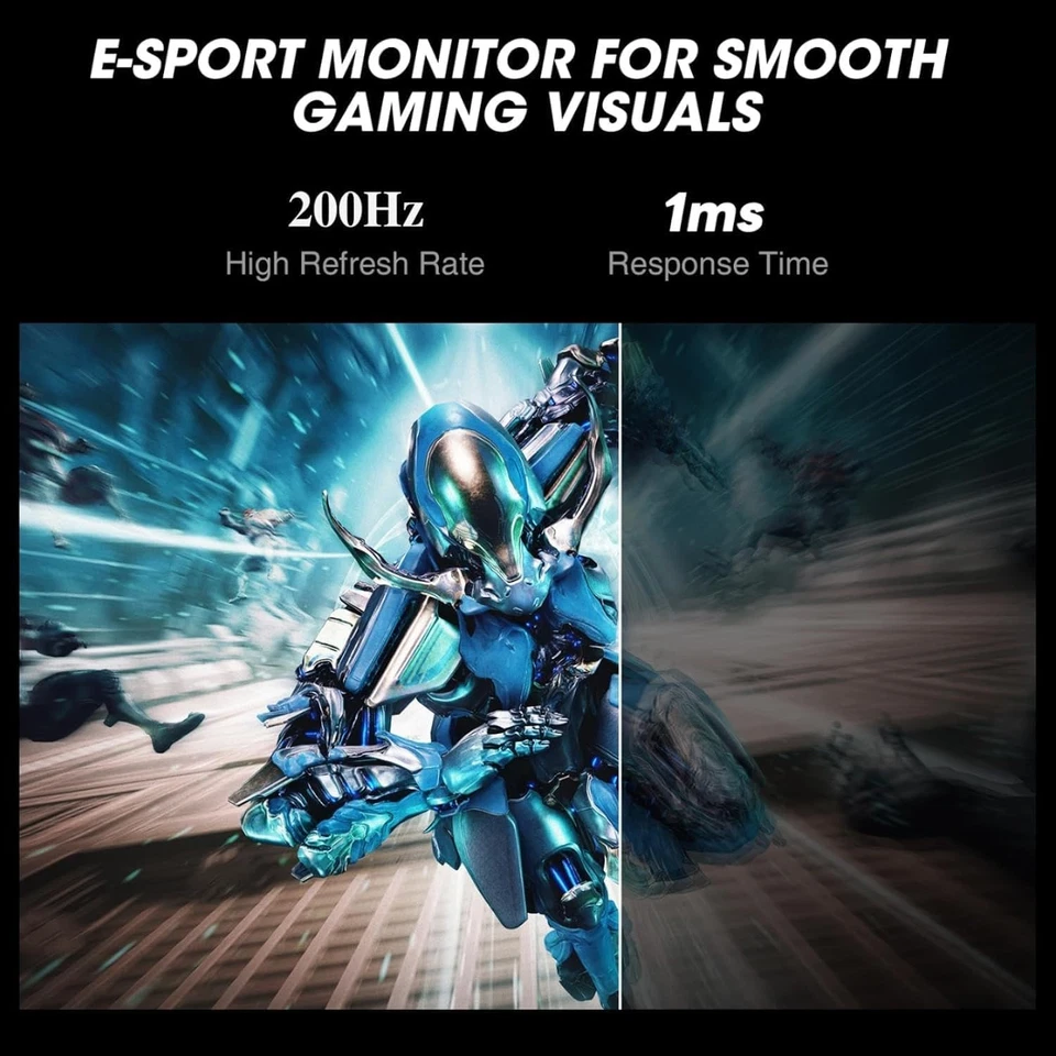 Monitor para juegos KOORUI 27 pulgadas, QHD 2560x1440p, 200 Hz, 1 ms rápido IPS, HDR400,...  - Imagen 3 de 4