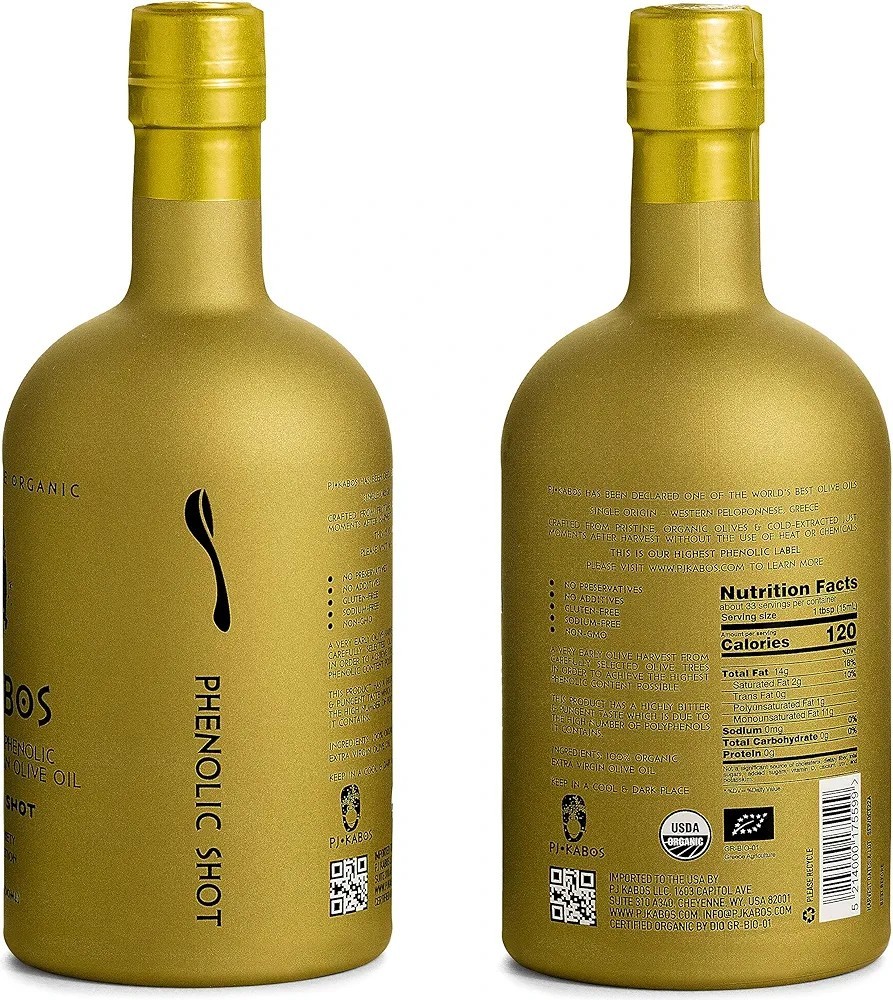 P.J. Kabos Organic High-Phenolic Greek Extra Virgin Olive Oil Phenolic Shot