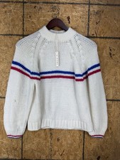 Xirena Womens Alpaca Stripe Printed Chunky Knit Relaxed Fit Sweater Cream Size S