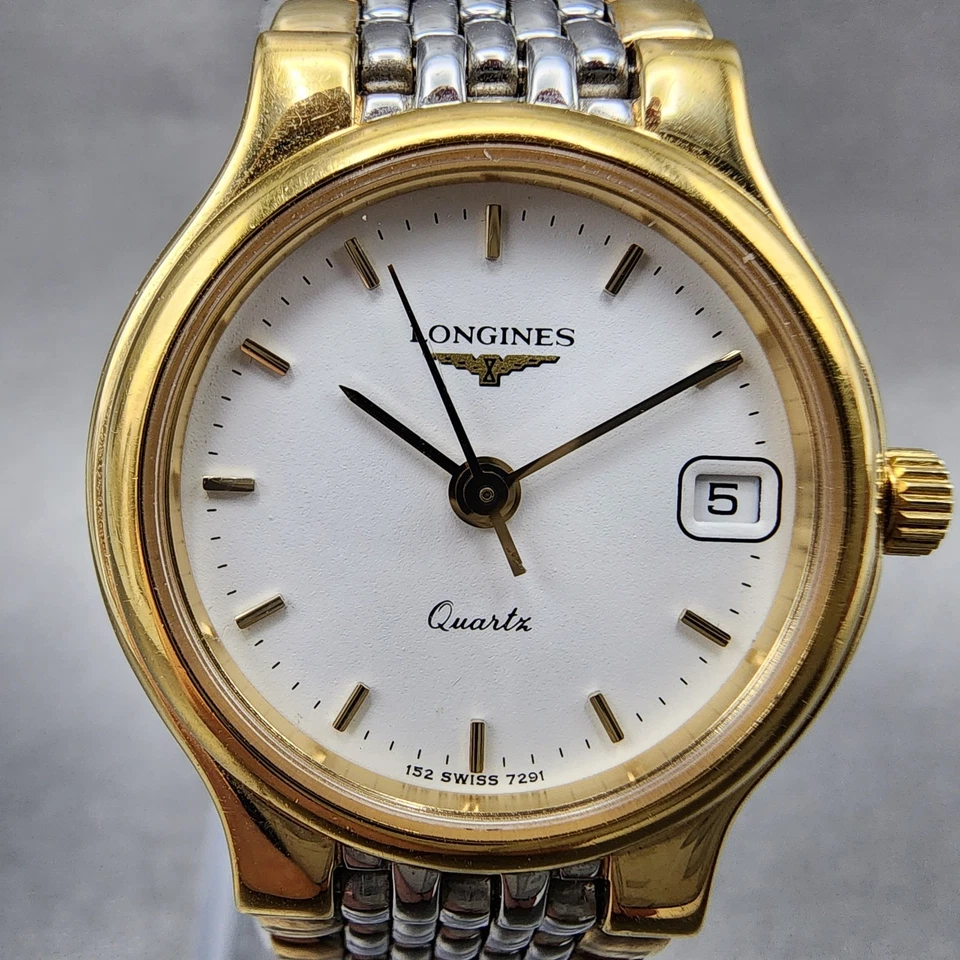 Longines Flagship Watch Women 24mm White Dial Two Tone Date Round 7291 New BattA - Image 2 of 4