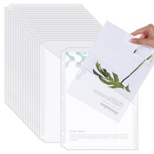 48 Pcs Binder Pockets for 3 Ring Binder Clear Plastic Folders Sleeves 3 Hole ...
