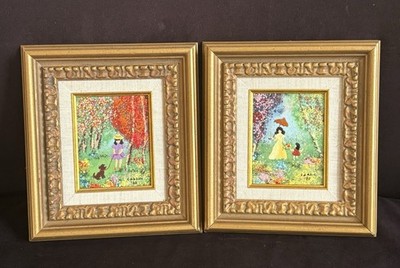 2 Louis Cardin Enamel on Copper 1980 Paintings Signed