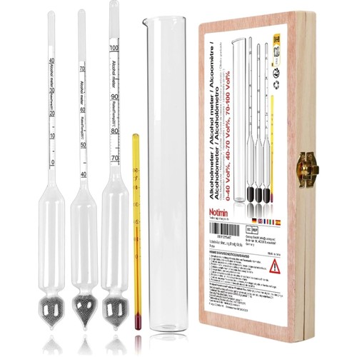 Alkoholmeter 3 Stück Messbereich 0-100 Vol% Haushaltsbar Set Glaszylinder
