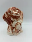 Vintage J Green Dog Figurine Marbled Kansas Clay Pottery Studio Art 5 Inch USA