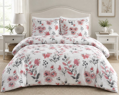 TJC Essentials King Size 3-teiliges Bettwäsche-Bettwäscheset Blumenmuster Bettbezug