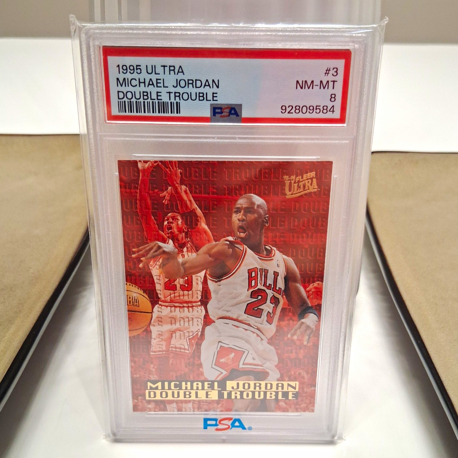 1995-96 Fleer Ultra #3 Michael Jordan Double Trouble -PSA 8-