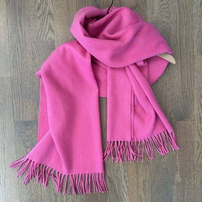 Johnstons of Elgin 100% Cashmere Oversized Wrap Stole in Bright Pink 86'' long