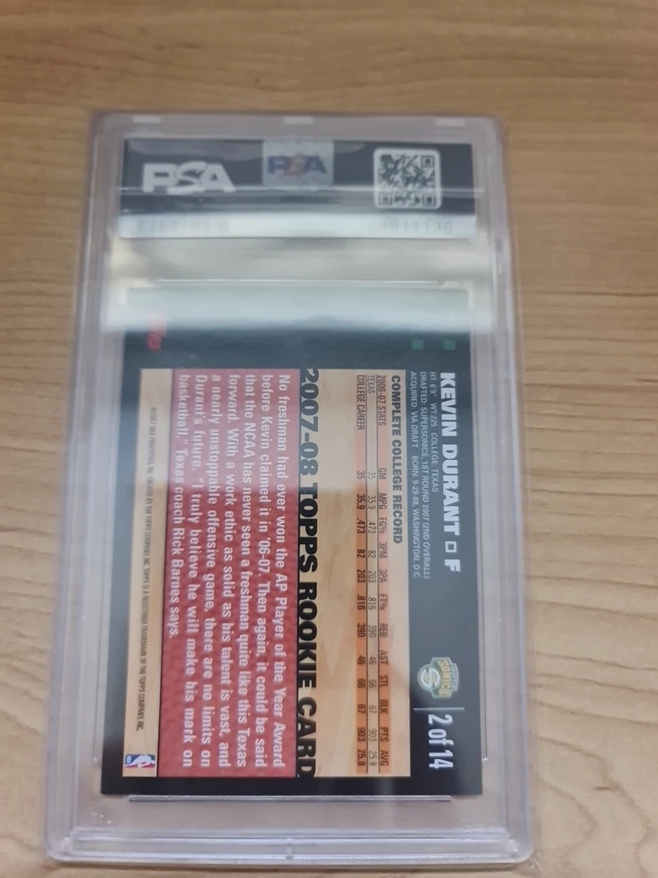 2007 Topps Rookie Card Kevin Durant #2 PSA9 - image 2 of 2