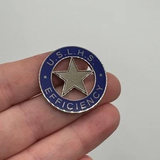 Vtg USLHS US Lighthouse Service Efficiency Star Award Blue Enamel Lapel Pin