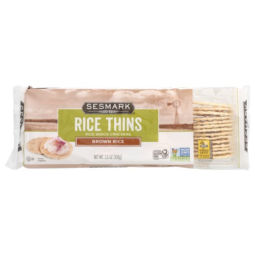Rice Thins, Rice Snack Crackers, Brown Rice, 3.5 oz (100 g)