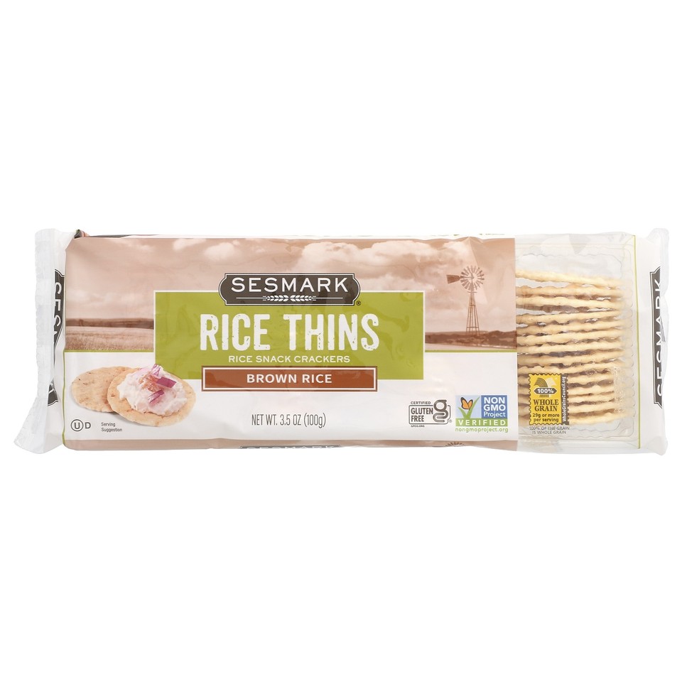 Rice Thins, Rice Snack Crackers, Brown Rice, 3.5 oz (100 g)