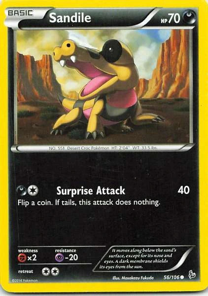 Sandile 56/106 Pokemon Furious Fists Common NM Pokemon TCG