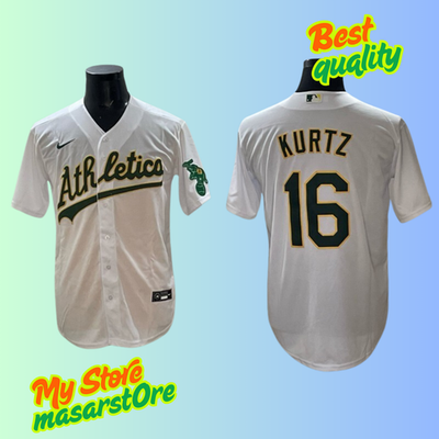 Men's Oakland Athletics #16 Nick Kurtz Cool Base Stitched Jersey