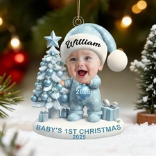 Baby's First Christmas - Personalized Newborn Photo Ornament
