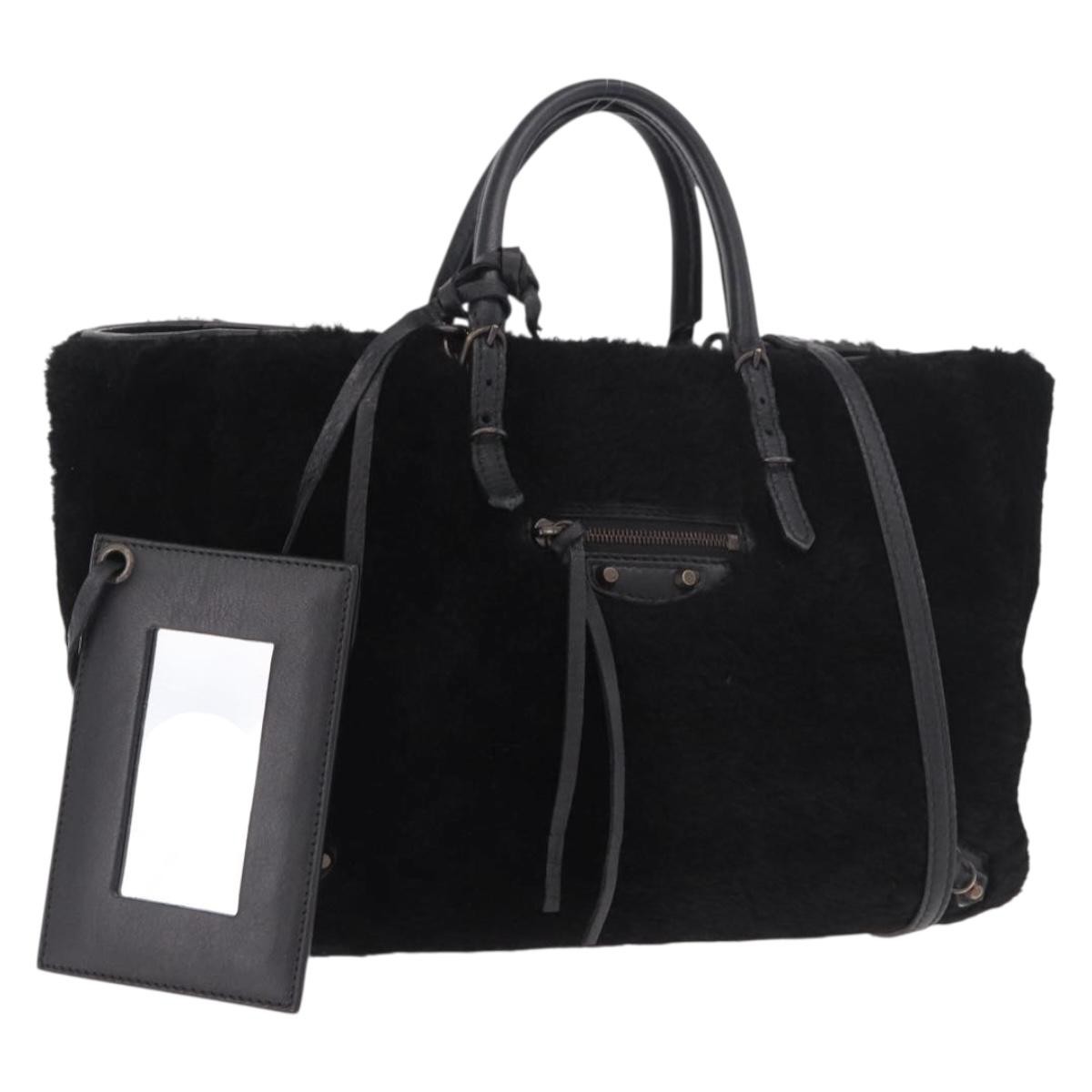 Auténtico bolso de mano BALENCIAGA piel 2 vías negro 189725A